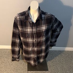 Goodfellow & Co Black and White Plaid Flannel Button-Down Shirt